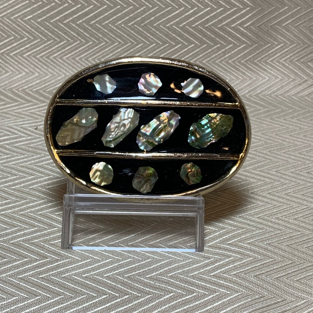 Mother of Pearl & Abalone inlay, Oval Belt Buckle